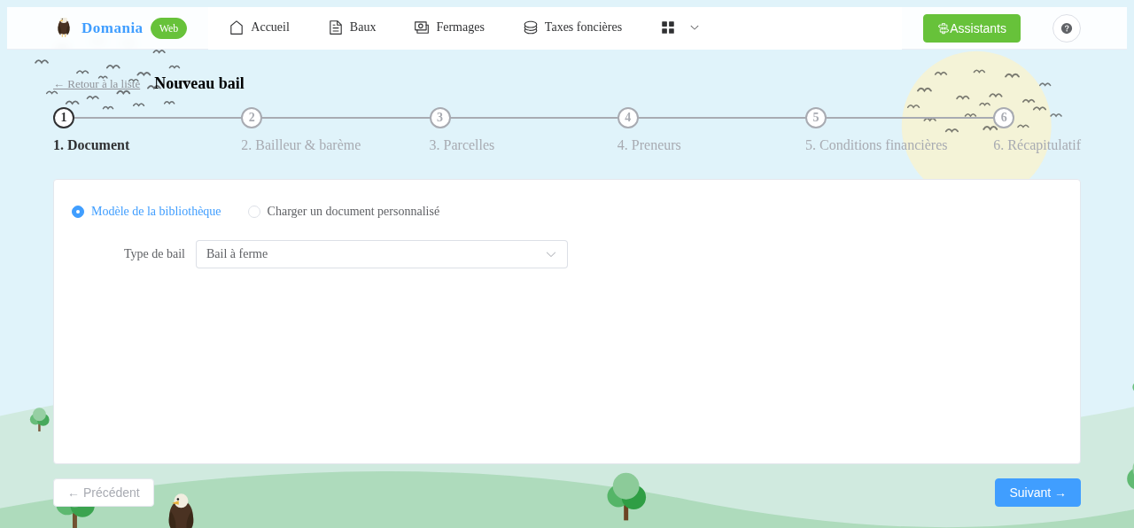 Étape 1 de l’assistant : choix du document